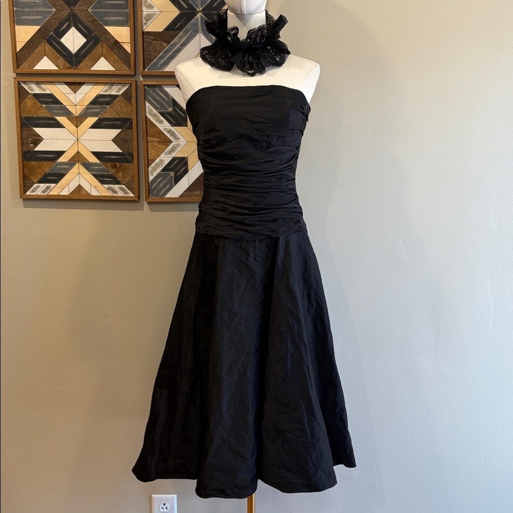 Vintage Ralph Lauren Black Label Strapless Taffeta Flared Dress size 4